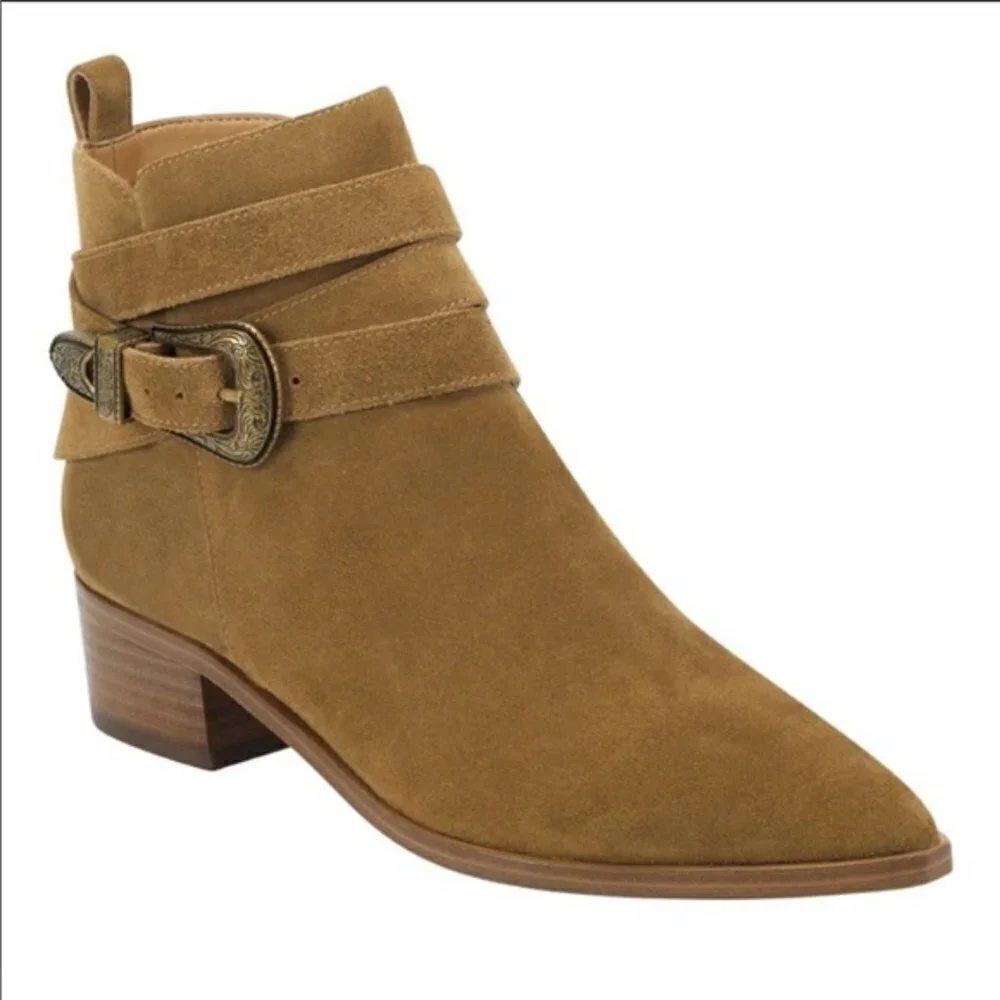MARC FISHER LTD ML YANDI WOMENS LEATHER EMBELLISHED ANKLE BOOTS 8.5